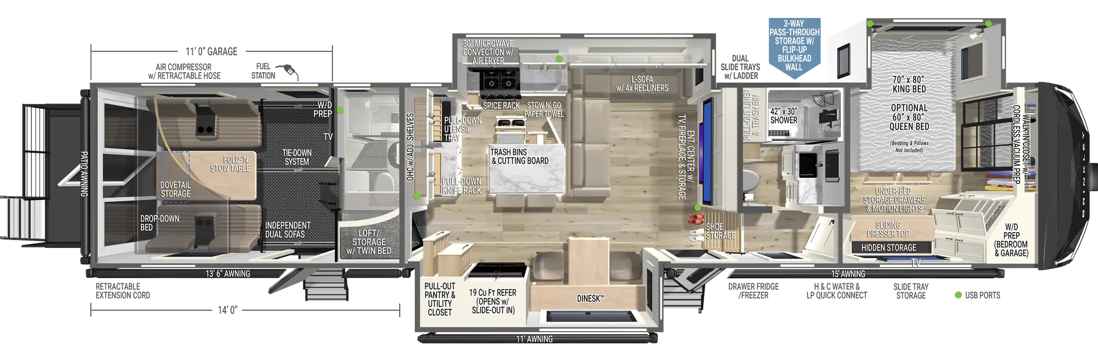 2027 Brinkley Model G 3970 floor plan diagram — Toy Hauler