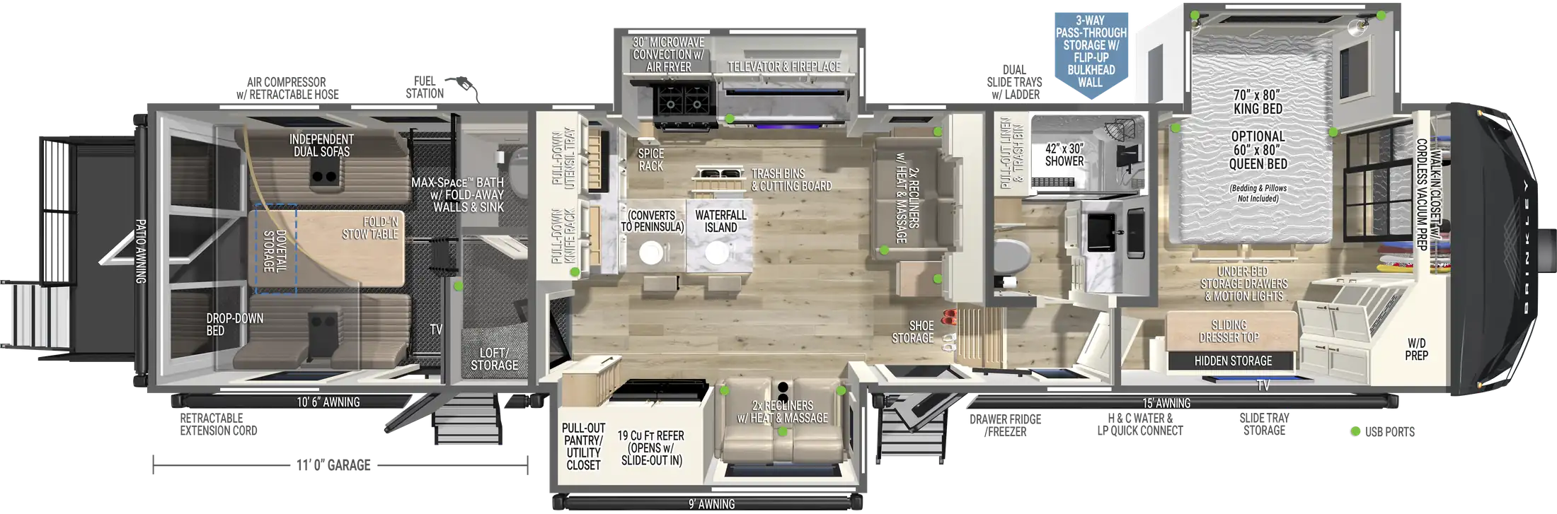 2027 Brinkley Model G 3520 floor plan diagram — Toy Hauler