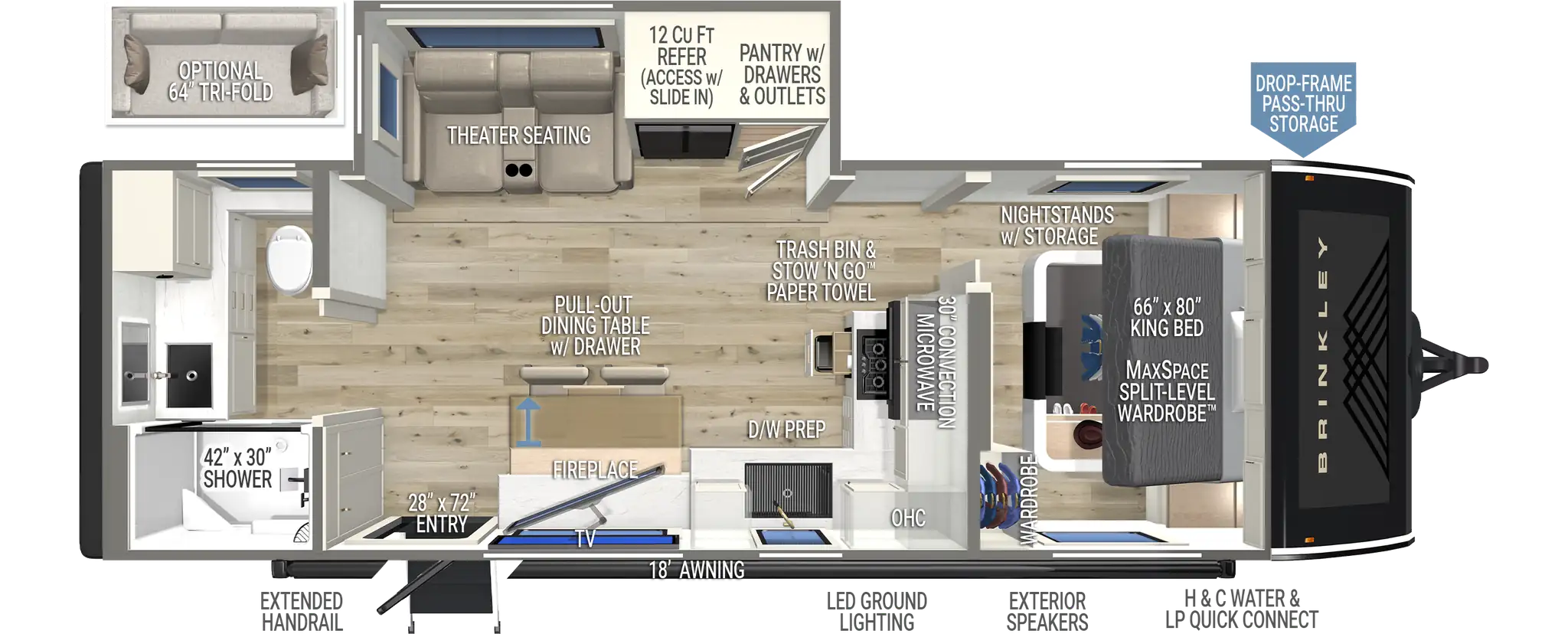 2027 Brinkley Model I 265 floor plan diagram — Travel Trailer