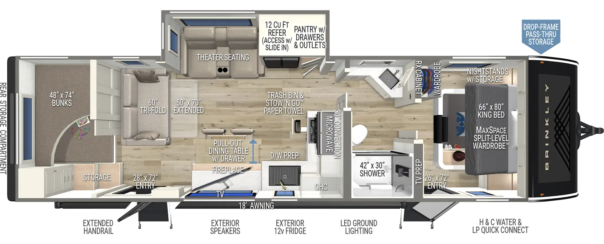 2027 Brinkley Model I 294 floor plan diagram — Travel Trailer