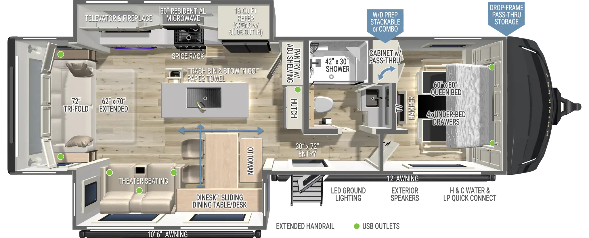 2027 Brinkley AIR 297 floor plan diagram — Travel Trailer