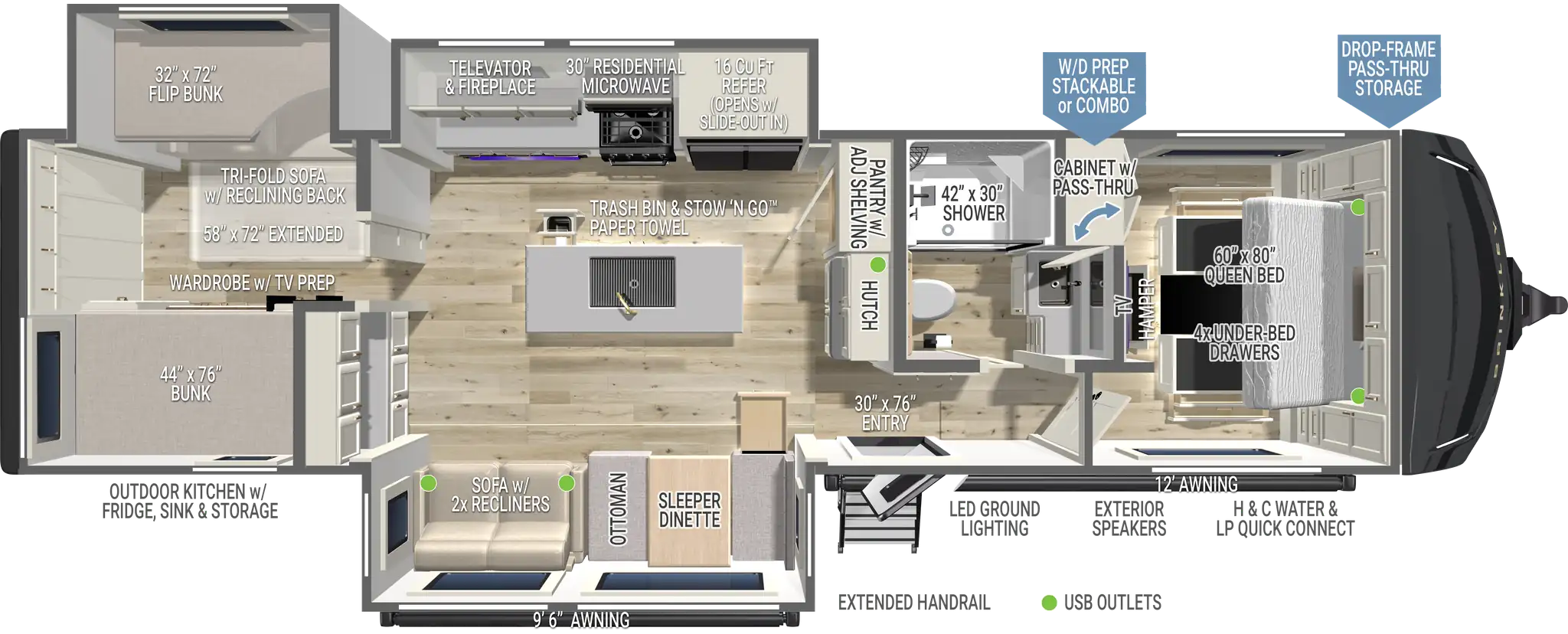 2027 Brinkley AIR 315 floor plan diagram — Travel Trailer